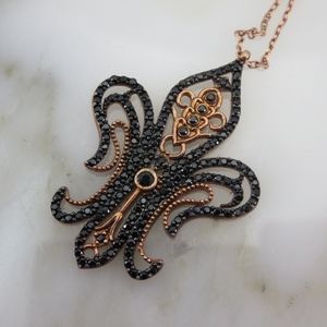 Fleur de Lis Necklace - Rose Gold Black Onyx 925
